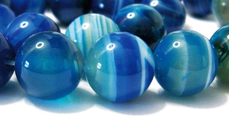 Achat Blau gestreift 12 mm Edelsteinstrang